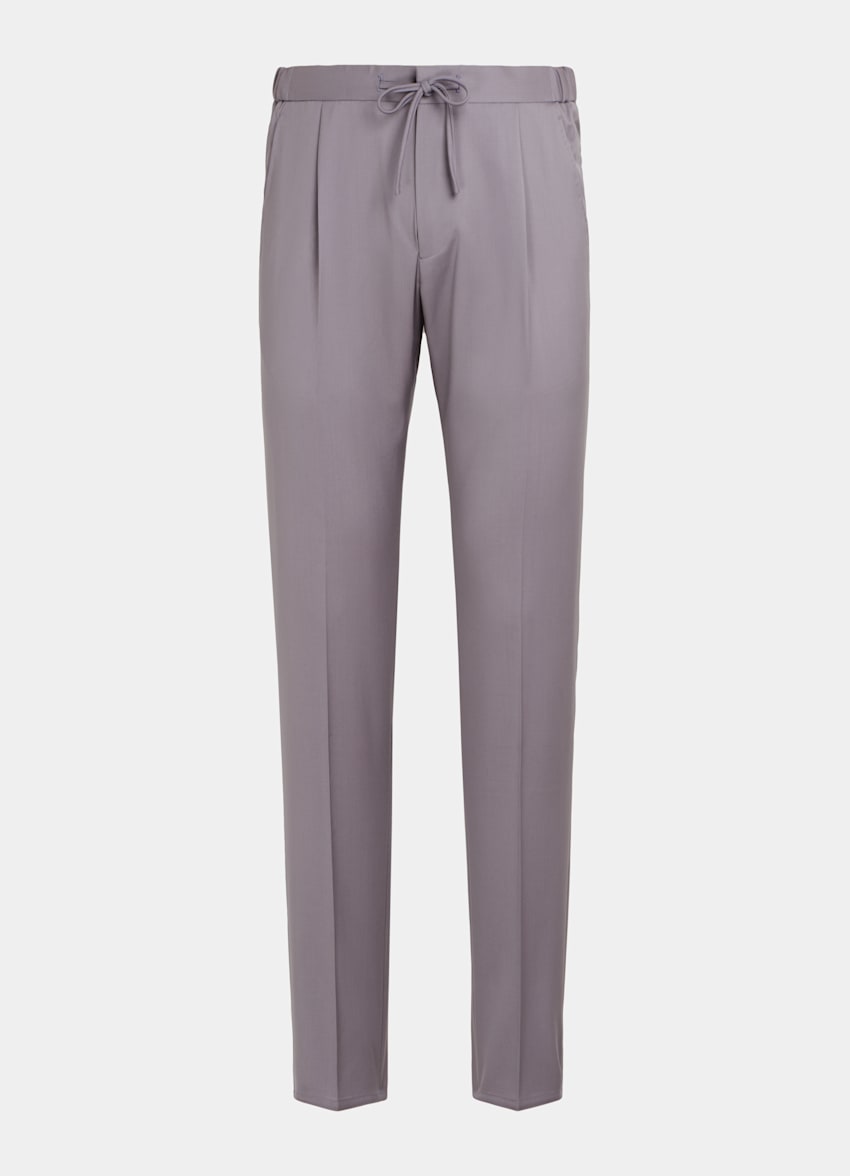 Purple Drawstring Ames Trousers in Pure S110's Wool | SUITSUPPLY US