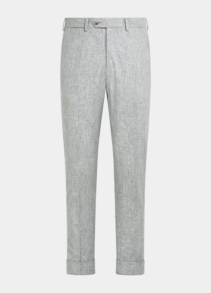 SUITSUPPLY Circular Wool Flannel by Vitale Barberis Canonico, Italy Light Grey Soho Trousers