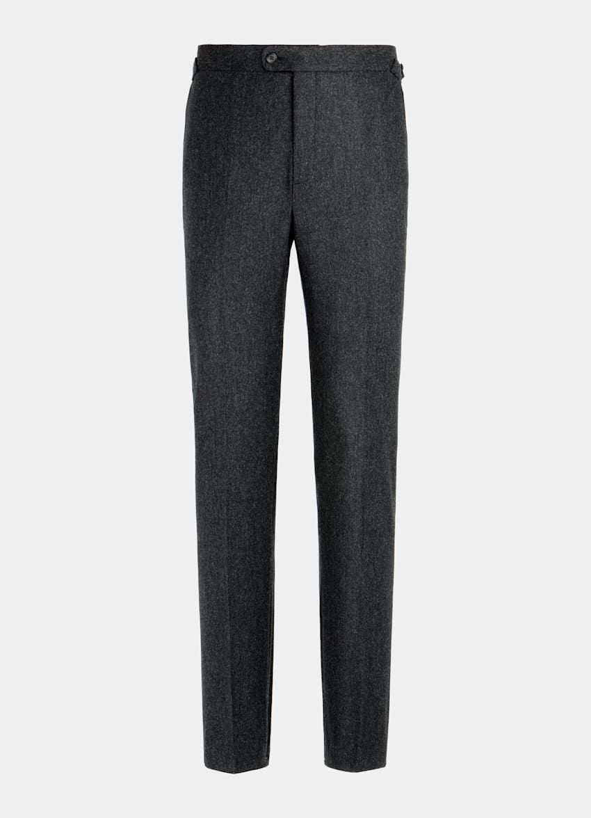 SUITSUPPLY Circular Wool Flannel by Vitale Barberis Canonico, Italy Dark Grey Soho Trousers