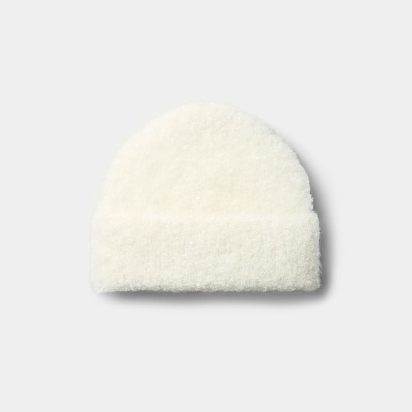 SUITSUPPLY Mohair Wool Nylon Off-White Beanie