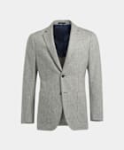 SUITSUPPLY Circular Wool Flannel by Vitale Barberis Canonico, Italy Light Grey Tailored Fit Havana Blazer