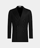 SUITSUPPLY 겨울 순수 120수 울 플란넬 Vitale Barberis Canonico에서 제작, 이탈리아산 블랙 테일러드 핏 Havana 블레이저