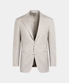SUITSUPPLY All Season Wrinkle-Free 4-Ply Wool by Rogna, Italy Light Taupe Relaxed Fit Roma Suit Jacket