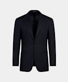 SUITSUPPLY All Season Wrinkle-Free 4-Ply Wool by Rogna, Italy Navy Tailored Fit Havana Suit Jacket