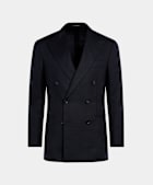 SUITSUPPLY All Season Wrinkle-Free 4-Ply Wool by Rogna, Italy Navy Tailored Fit Havana Suit Jacket