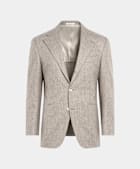 SUITSUPPLY Winter Circular Wool Flannel by Vitale Barberis Canonico, Italy Taupe Relaxed Fit Roma Suit Jacket