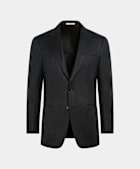 SUITSUPPLY Winter Pure S120's Wool Flannel by Vitale Barberis Canonico, Italy Dark Grey Tailored Fit Havana Suit Jacket