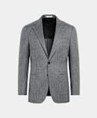 SUITSUPPLY Winter Pure S120's Wool Flannel by Vitale Barberis Canonico, Italy Mid Grey Tailored Fit Havana Suit Jacket