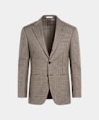 SUITSUPPLY All Season Wrinkle-Free 4-Ply Wool by Rogna, Italy Taupe Tailored Fit Havana Suit Jacket