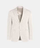 SUITSUPPLY Summer Linen Cotton by Di Sondrio, Italy Light Taupe Tailored Fit Havana Suit Jacket