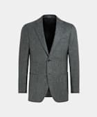 SUITSUPPLY 冬季羊毛法兰绒可持续面料 由Vitale Barberis Canonico生产，产自意大利 Havana 中灰色合体身型西装外套