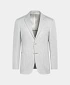 SUITSUPPLY Summer Linen Cotton by Di Sondrio, Italy Light Grey Tailored Fit Havana Suit Jacket