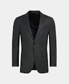 SUITSUPPLY Pure S130's Wool by Vitale Barberis Canonico, Italy Dark Grey Bird's Eye Tailored Fit Sienna Suit Jacket