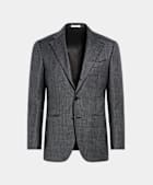 SUITSUPPLY All Season Pure S130's Wool by Reda, Italy Dark Grey Bird's Eye Tailored Fit Havana Suit Jacket