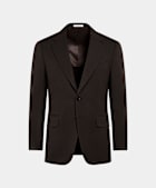 SUITSUPPLY Vierseizoenen Kreukvrije 4-ply wol van Rogna, Itali&euml; Donkerbruin Colbert Milano Tailored Fit
