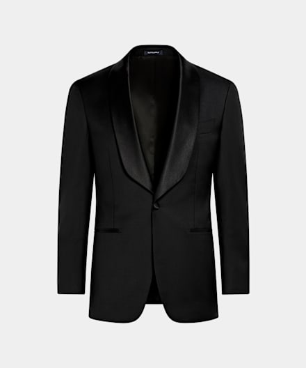SUITSUPPLY All Season Pure S110's Wool by Vitale Barberis Canonico, Italy Black Tailored Fit Havana Dinner Jacket