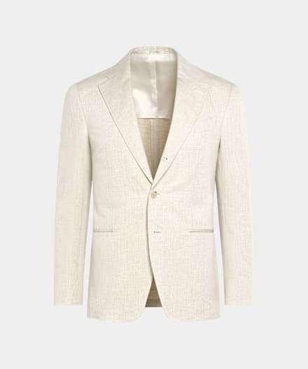 SUITSUPPLY Summer Linen Cotton by Di Sondrio, Italy Sand Tailored Fit Havana Suit Jacket