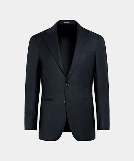 SUITSUPPLY All Season Pure S130's Wool by Reda, Italy Navy Bird's Eye Tailored Fit Havana Suit Jacket