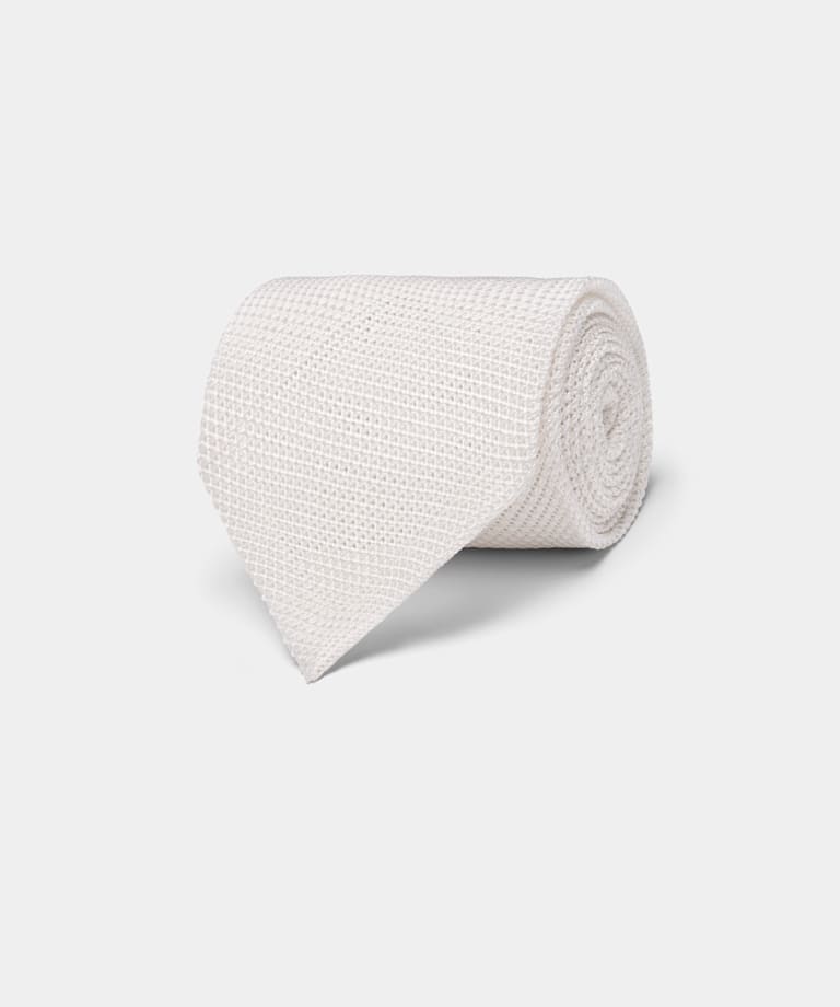 米白色薄纱领带