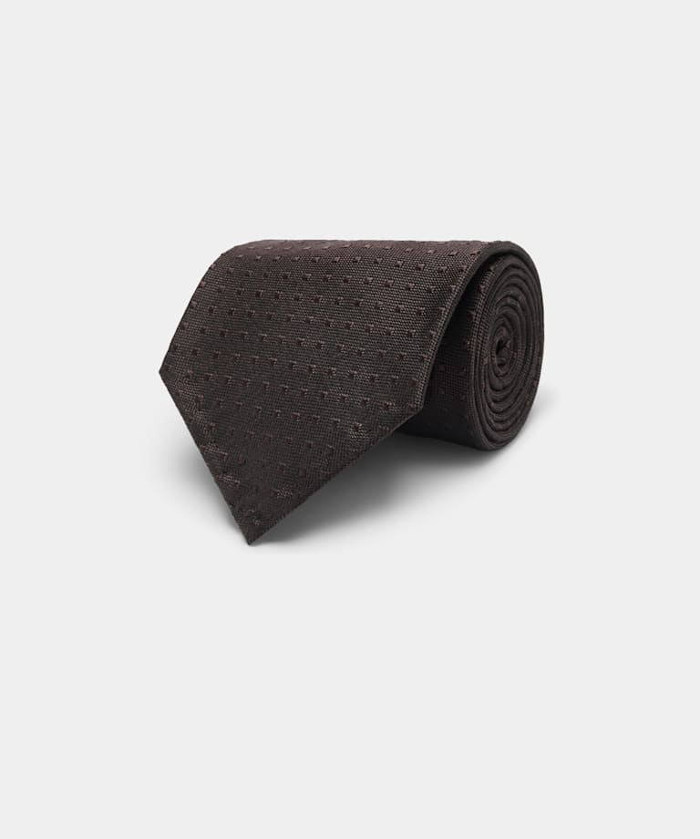 Cravate marron foncé motif graphique