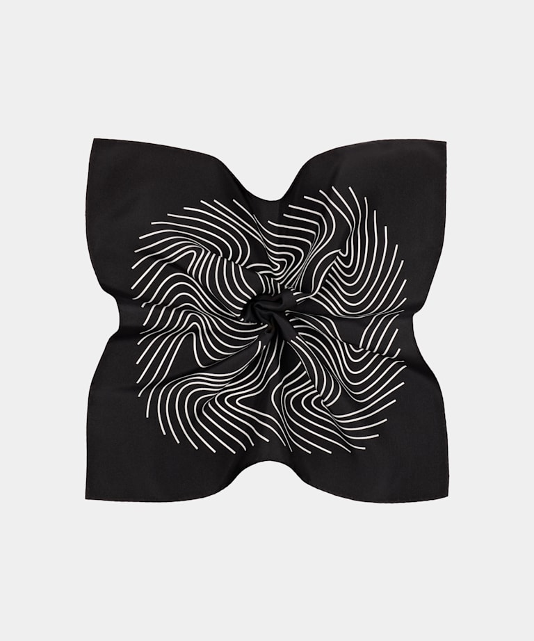 Black Graphic Pocket Square