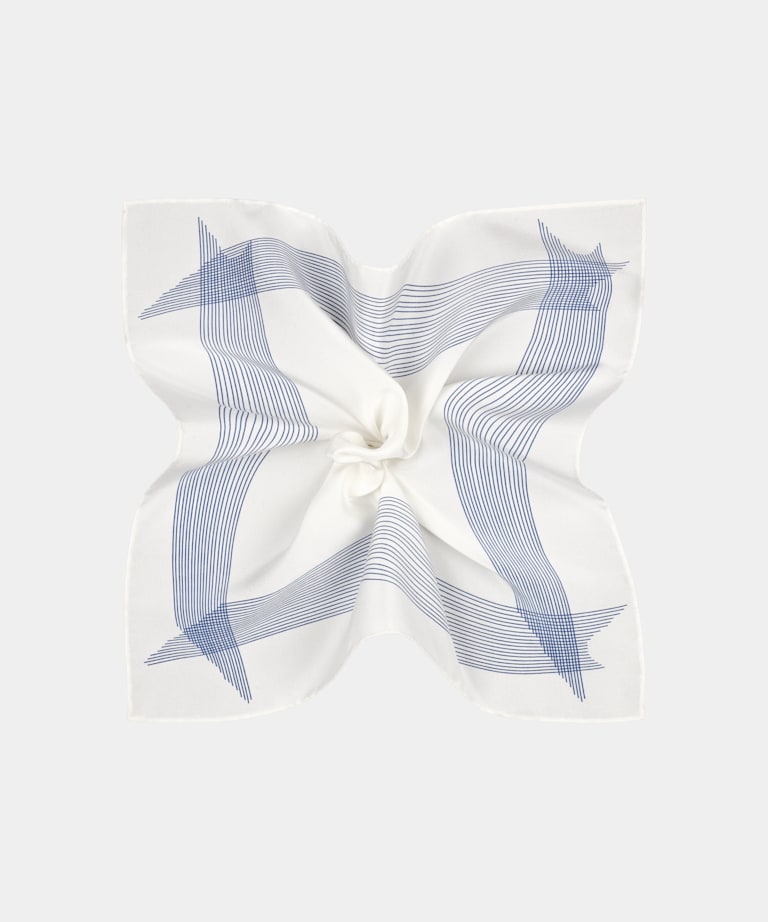 SUITSUPPLY Pura seda Pa&ntilde;uelo de bolsillo estampado color crudo