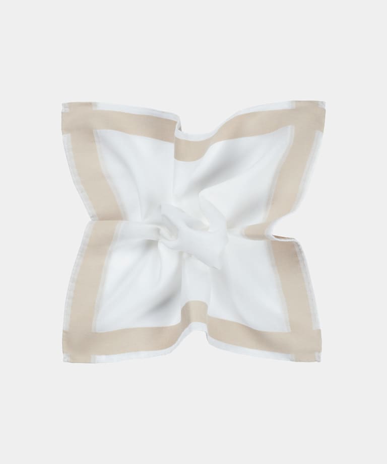 SUITSUPPLY Pure Cotton by Magistri, Italy White Frame Pocket Square