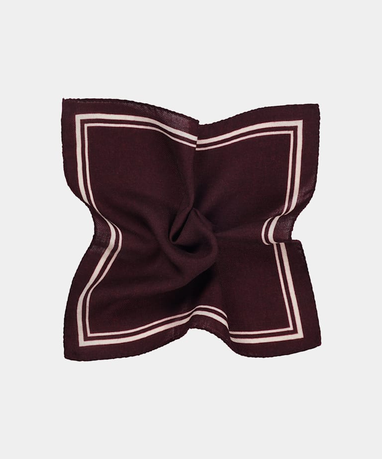 SUITSUPPLY Pure Wool by Bottinelli, Italy Dark Red Frame Pocket Square