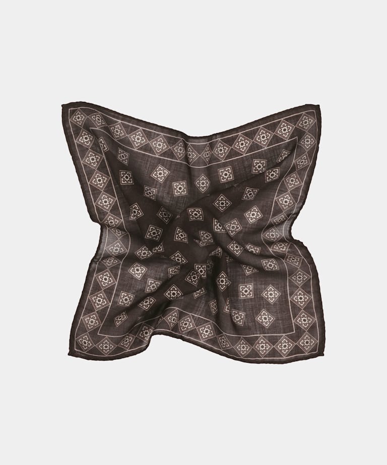 Brown Graphic Pocket Square