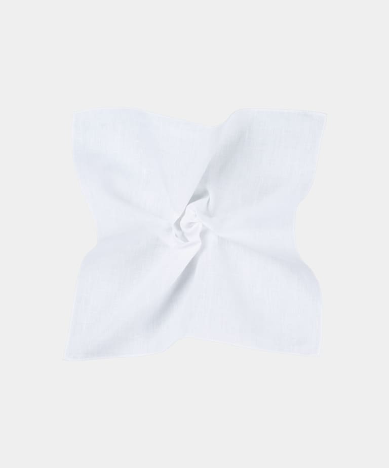 SUITSUPPLY Pure Linen by Camillatex, Italy White Pocket Square