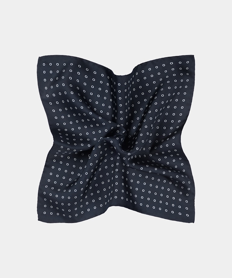 Marinblå grafisk bröstnäsduk
