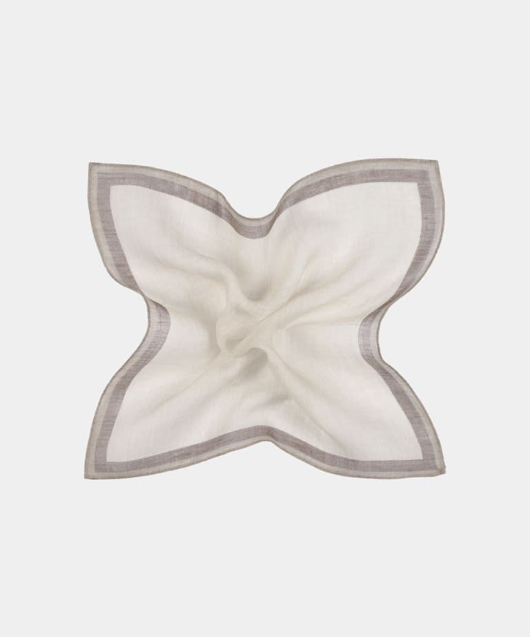 SUITSUPPLY Pure Linen by Silk Pro, Italy Off-White Pocket Square
