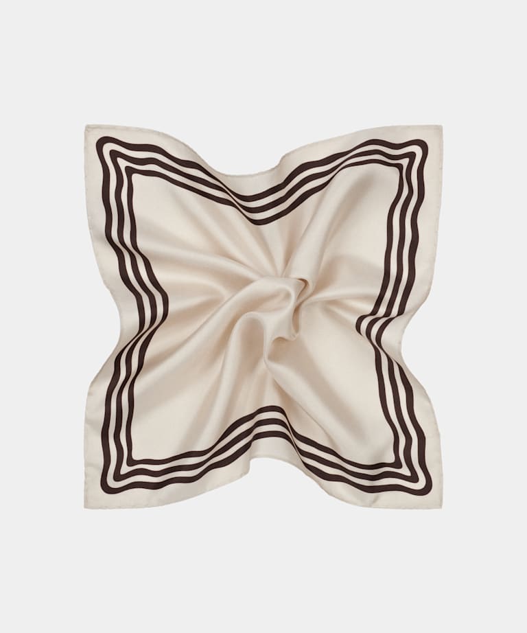 SUITSUPPLY Silk by Bottinelli, Italy Light Brown Pocket Square
