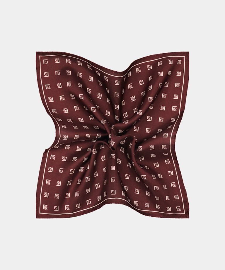 SUITSUPPLY Jedwab od Silk Pro, Włochy Poszetka w graficzny wzór czerwień burgundzka