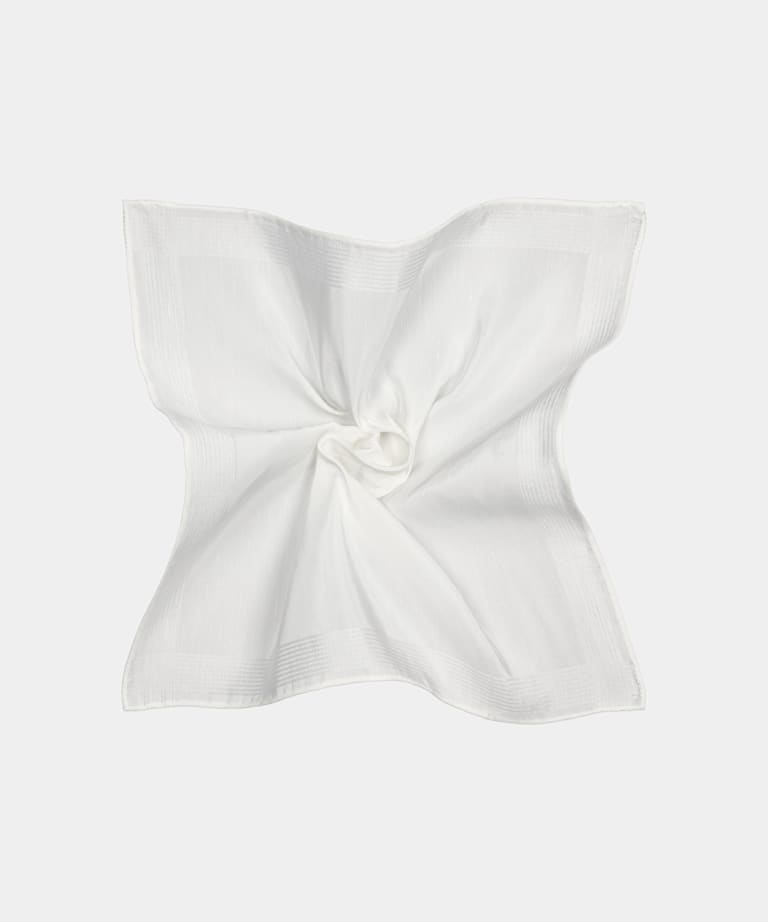 SUITSUPPLY Linen Silk by Canepa, Italy White Pocket Square