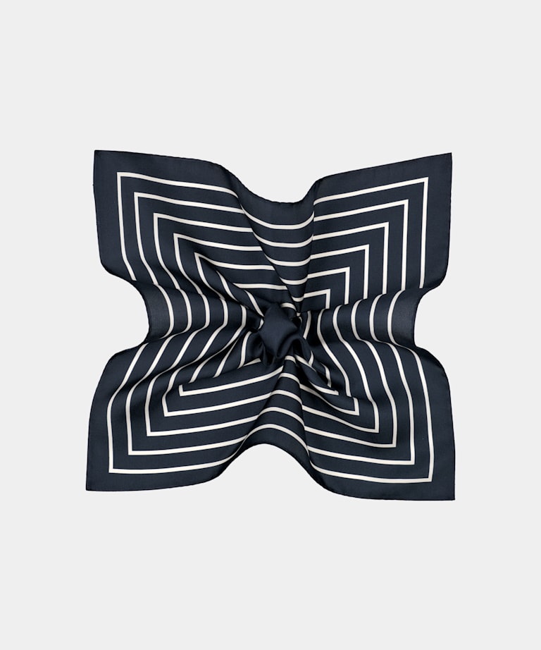 Einstecktuch navy mit Streifenmuster