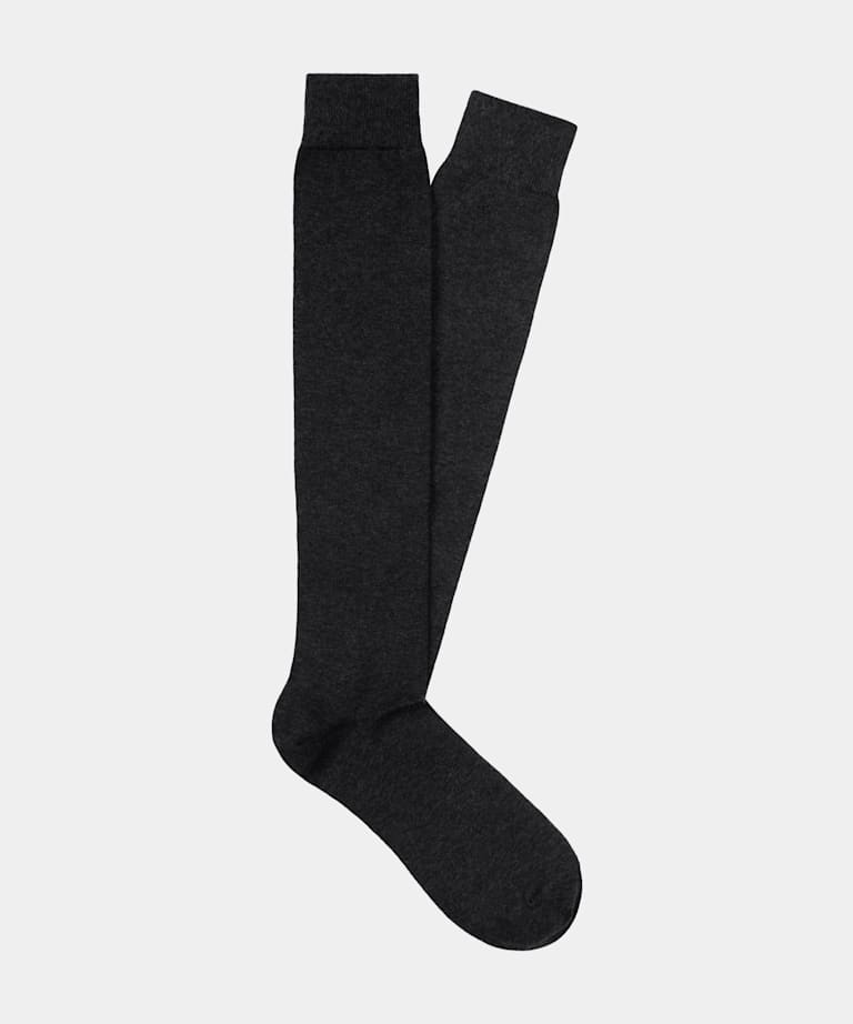SUITSUPPLY Pure Cotton Dark Grey Knee High Socks