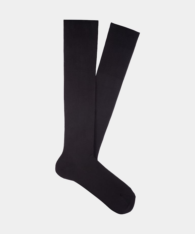 SUITSUPPLY Cotton Black Knee High Socks