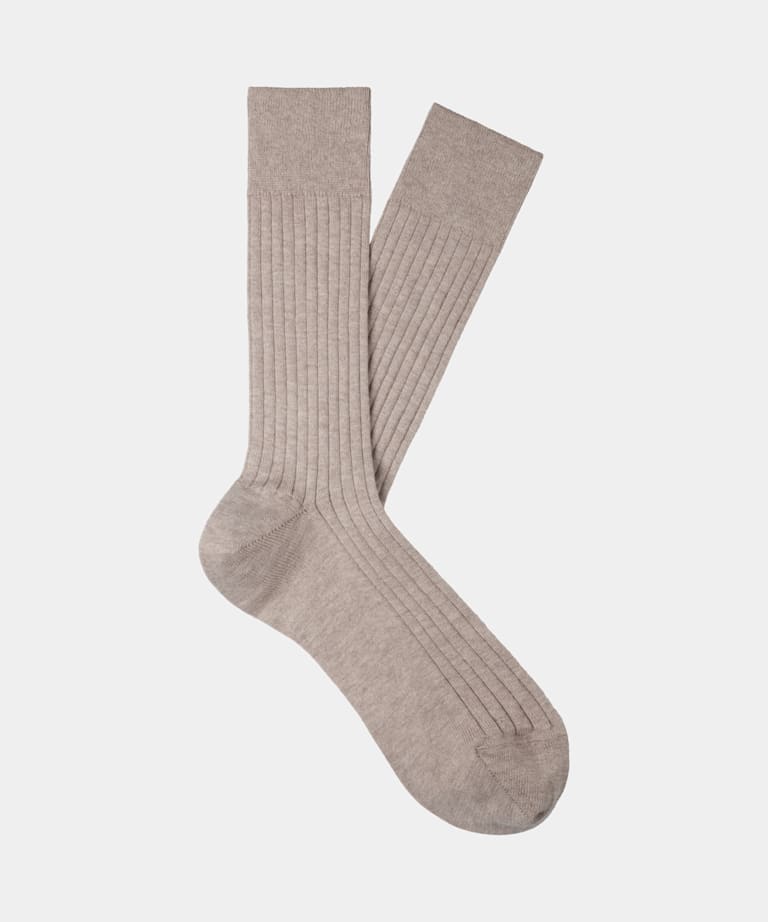 Light Brown Ribbed Regular Socks