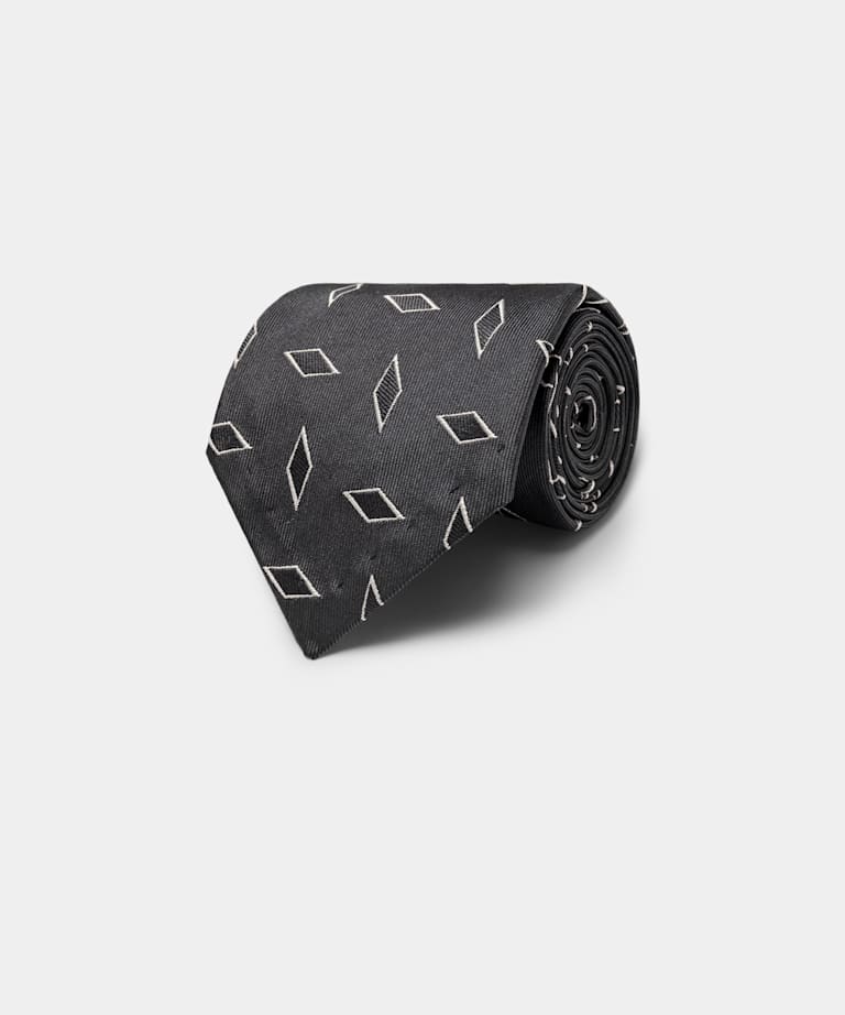 Corbata de jacquard gr&aacute;fico gris oscuro