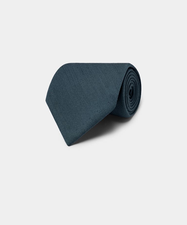 SUITSUPPLY Wool Viscose Crepe by Beste, Italy Mid Blue Crepe Tie