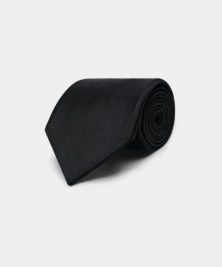 SUITSUPPLY Pure soie Cravate noire unie