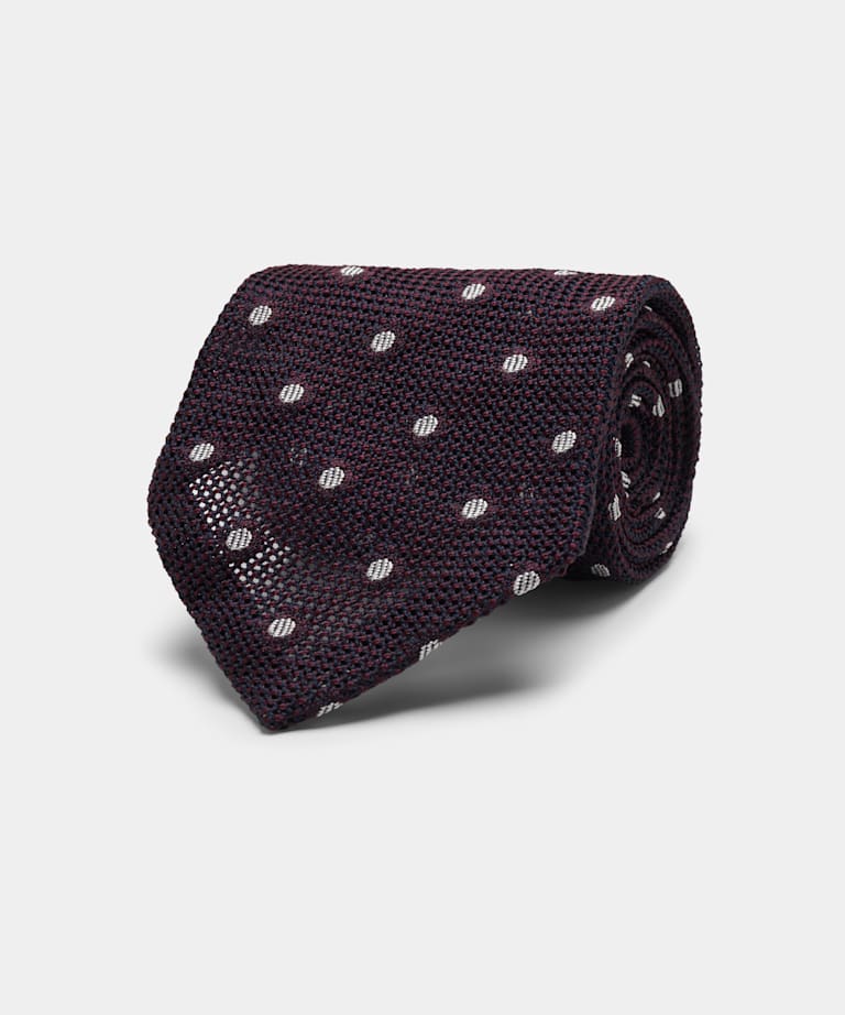 SUITSUPPLY Silk by Canepa, Italy Dark Red Dots Tie