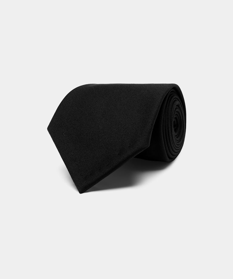 SUITSUPPLY Pure Wool by Reda, Italy Black Plain Tie