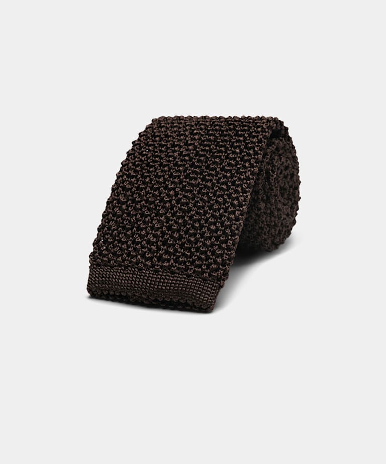 SUITSUPPLY Reine Seide von Canepa, Italien Strick-Krawatte dunkelbraun