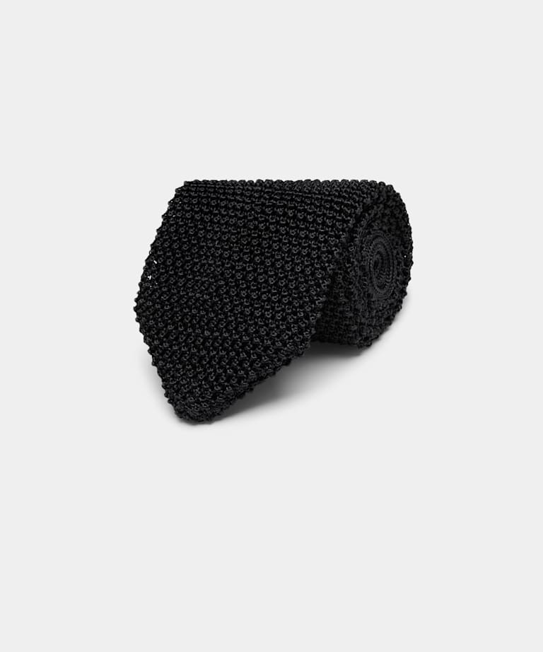 SUITSUPPLY Pure Silk by Canepa, Italy Black Knitted Tie