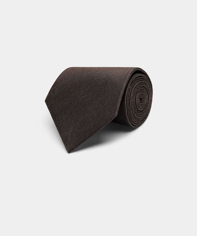 SUITSUPPLY Linen Silk Brown Tie
