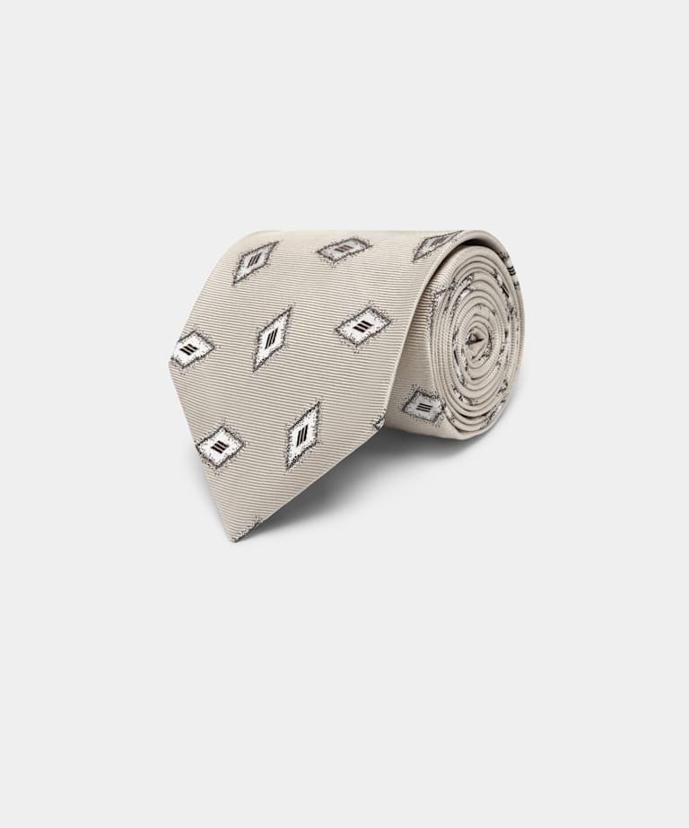 SUITSUPPLY Pure Silk by Fermo Fossati, Italy Sand Graphic Tie