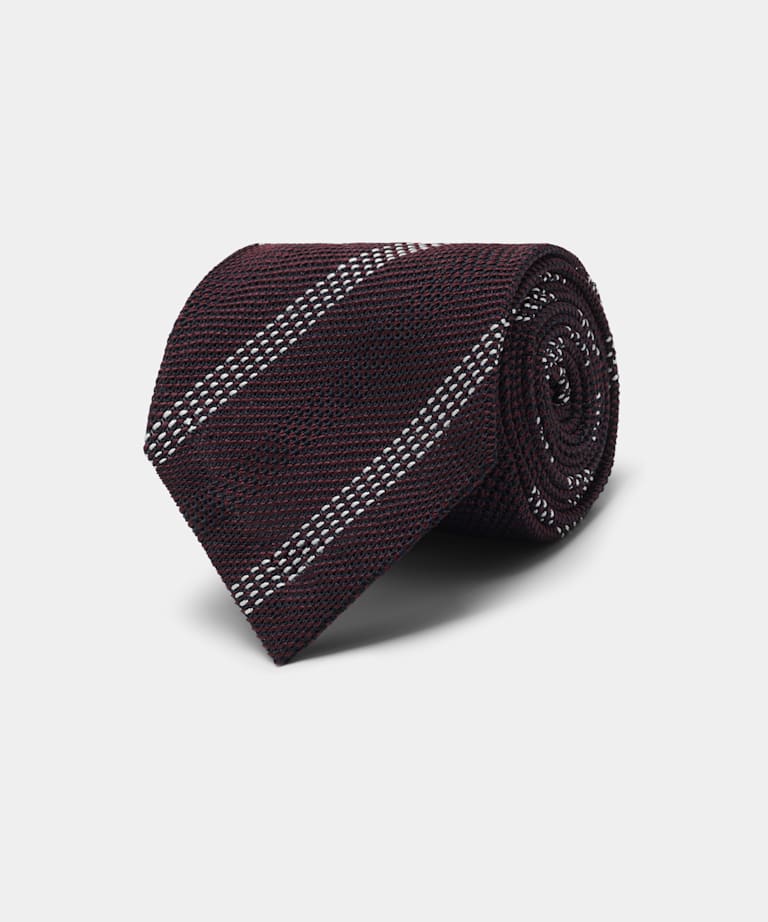 Dark Red Striped Tie