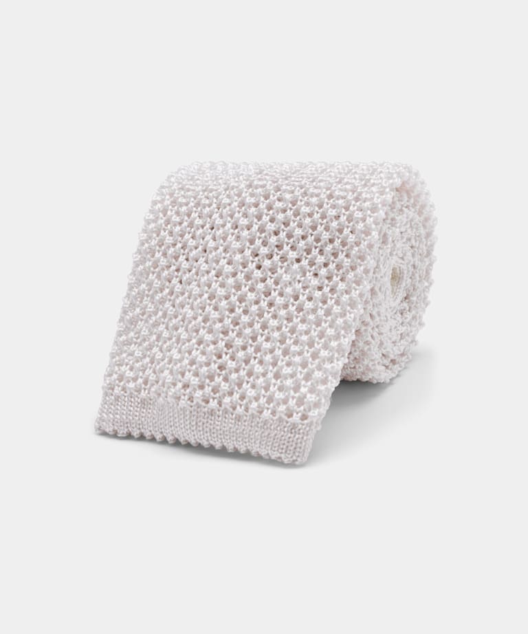 SUITSUPPLY Pure Silk by Canepa, Italy Off-White Knitted Tie